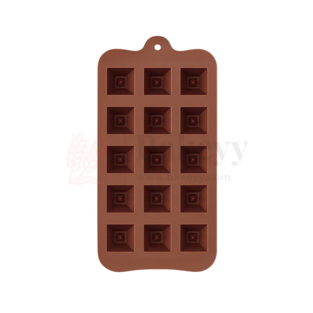 15-Cavity | Pyramid Shape Silicone Chocolate Mould | Non-Stick Baking & Candy Making Tray | 1 Piece