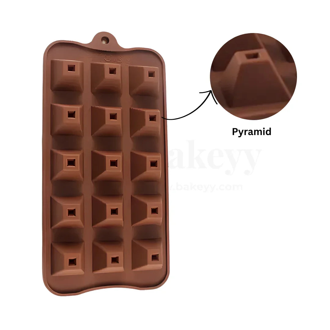 15-Cavity | Pyramid Shape Silicone Chocolate Mould | Non-Stick Baking & Candy Making Tray | 1 Piece