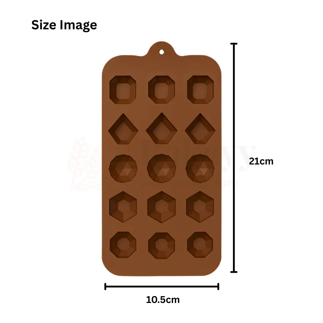 15-Cavity | Geometric Mixed Shapes Silicone Chocolate Mould | Non-Stick Baking & Candy Making Tray | 1 Piece