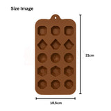 15-Cavity | Geometric Mixed Shapes Silicone Chocolate Mould | Non-Stick Baking & Candy Making Tray | 1 Piece