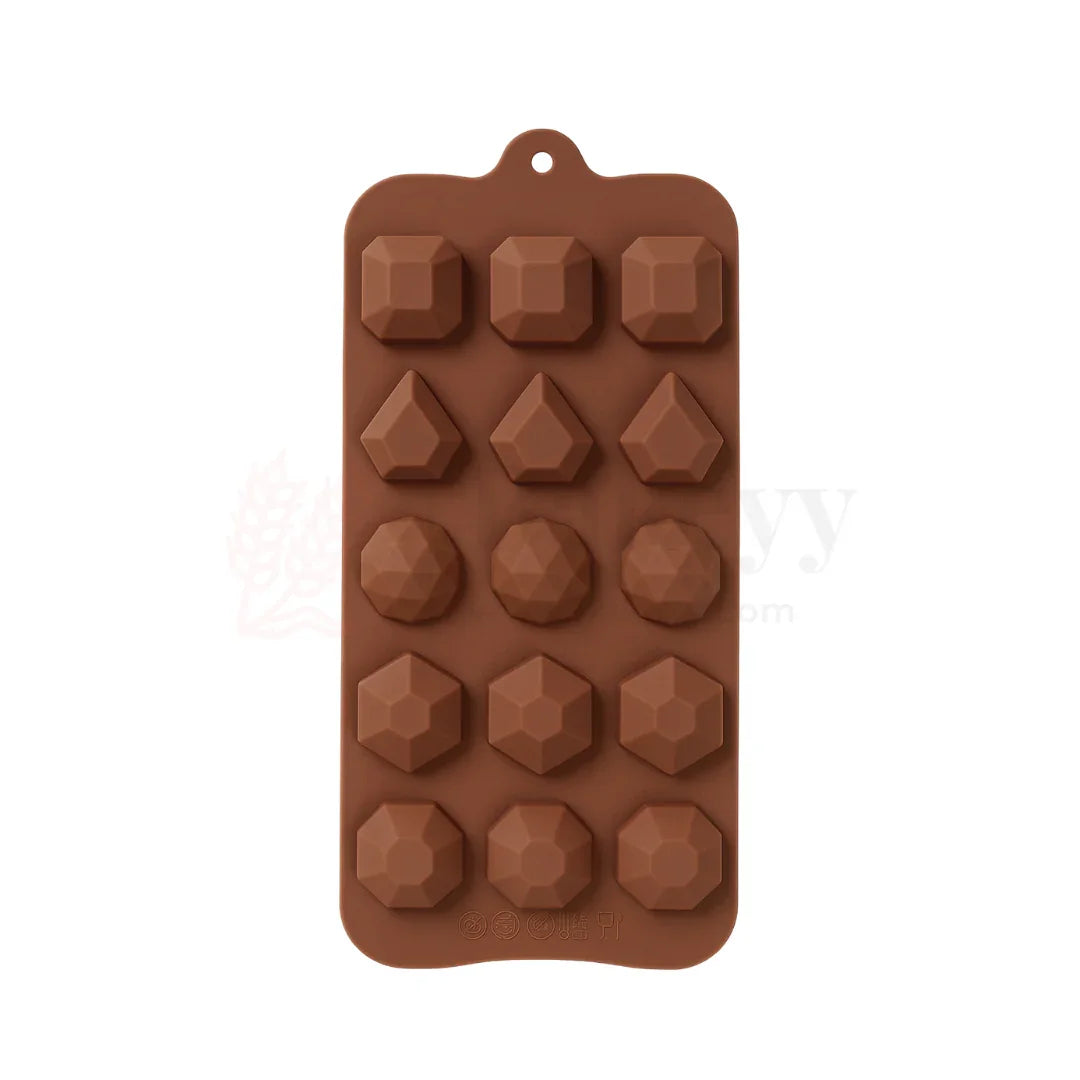 15-Cavity | Geometric Mixed Shapes Silicone Chocolate Mould | Non-Stick Baking & Candy Making Tray | 1 Piece