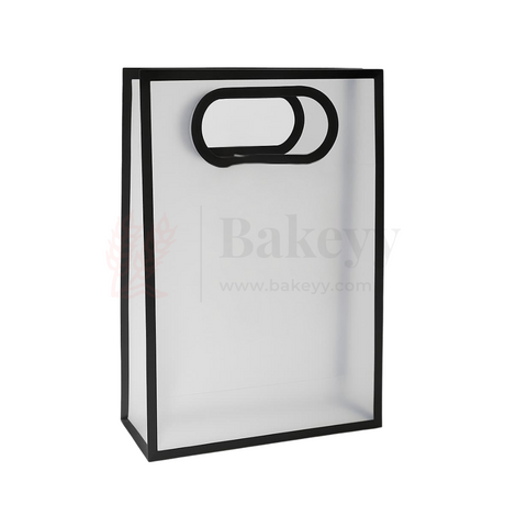 24x10x35cm | Transparent Gift Bag – Black | Die‑Cut Handle, Waterproof & Stylish Packaging | Pack Of 12 - Bakeyy.com - India - 24x10x35cm | Transparent Gift Bag – Black | Die‑Cut Handle, Waterproof & Stylish Packaging | Pack Of 12 - Default Title