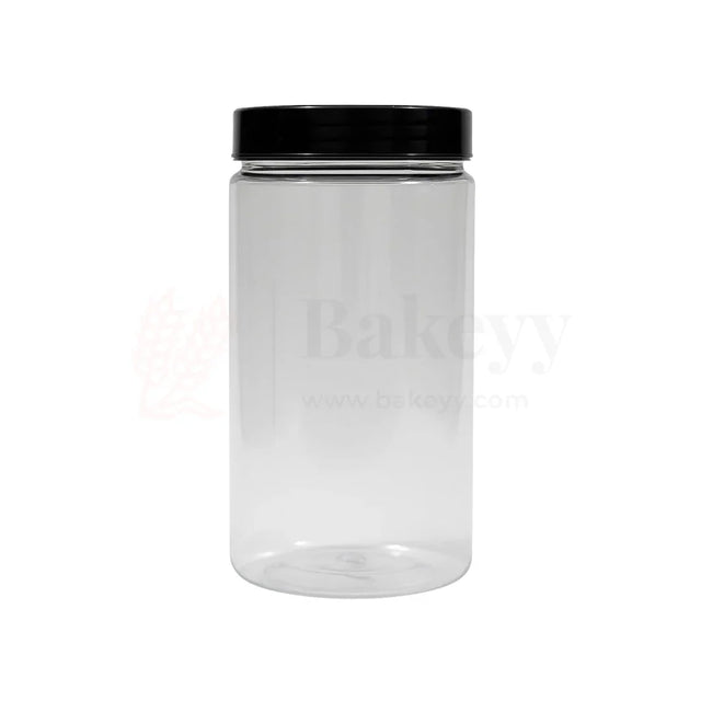 83mm | 1200ml Round PET Jar | Transparent Storage Jar with Clear Black Cap | Pack of 10 - Bakeyy.com - India - 83mm | 1200ml Round PET Jar | Transparent Storage Jar with Clear Black Cap | Pack of 10 - Default Title