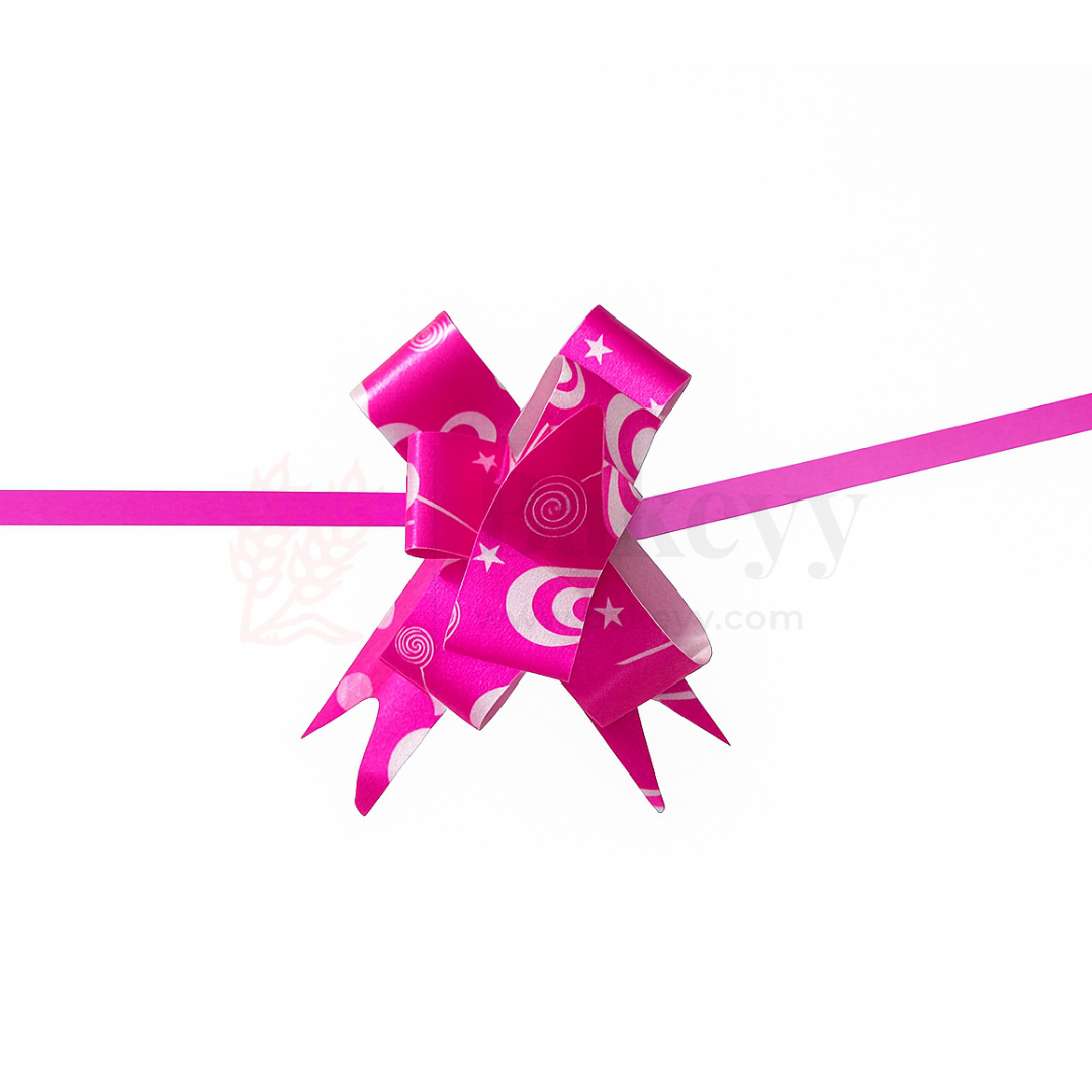 Printed Dark Pink | Pull-Up Ribbon Mixed Designs | Pack of 10 - Bakeyy.com - India - Printed Dark Pink | Pull-Up Ribbon Mixed Designs | Pack of 10 - 18.5cm