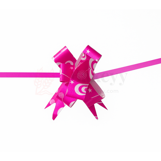 Printed Dark Pink | Pull-Up Ribbon Mixed Designs | Pack of 10 - Bakeyy.com - India - Printed Dark Pink | Pull-Up Ribbon Mixed Designs | Pack of 10 - 18.5cm