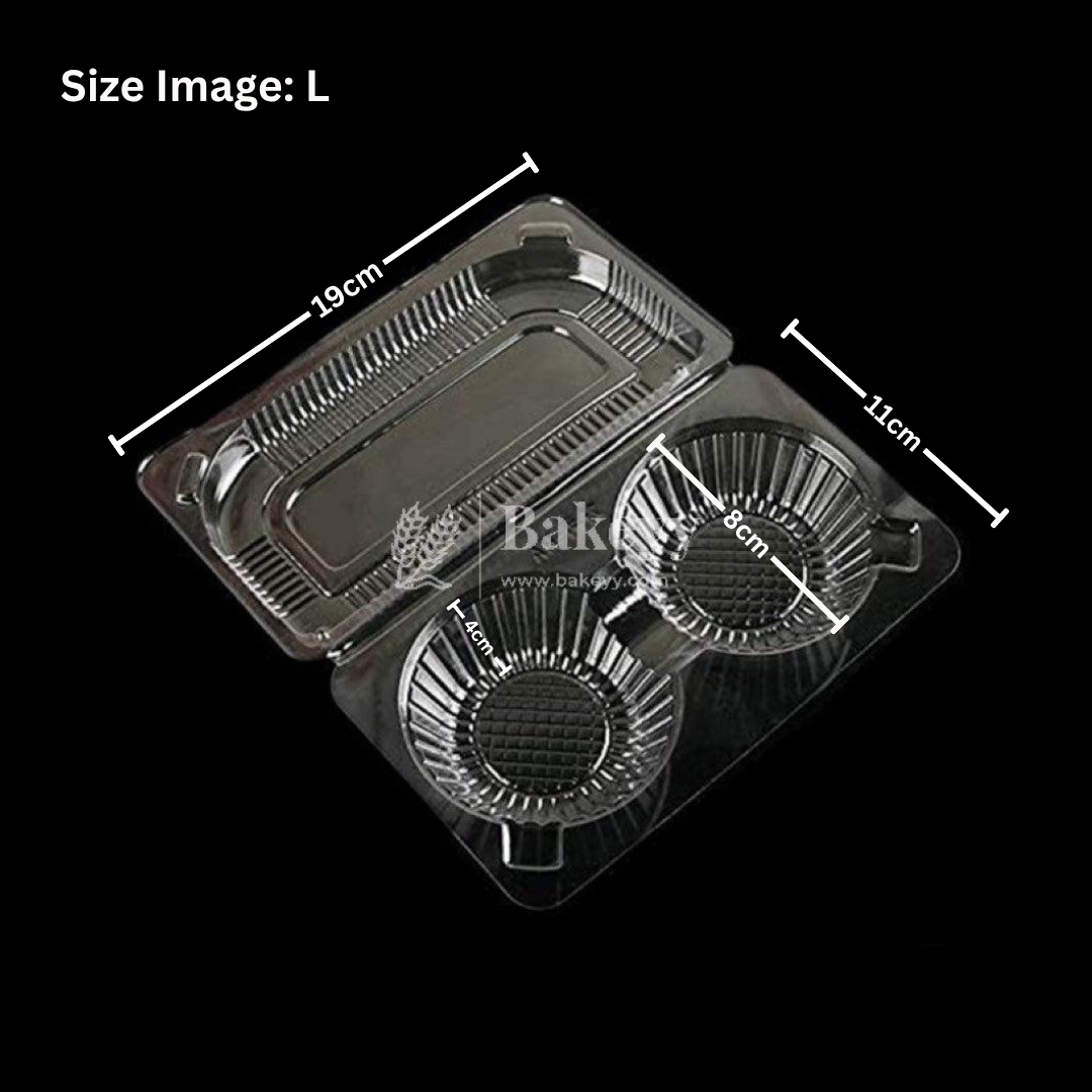 Large | Clear Stackable 2 Cavity Cupcake Boxes| Pack of 10