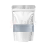 250 gm | Zip Lock Pouch | White  Colour With Window | 13x22 CM | Standing Pouch | 110 GSM | Pack of 100