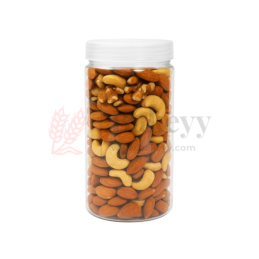 83mm | 800ml Round PET Jar | Transparent Storage Jar with Clear Transparent Cap | Pack of 10