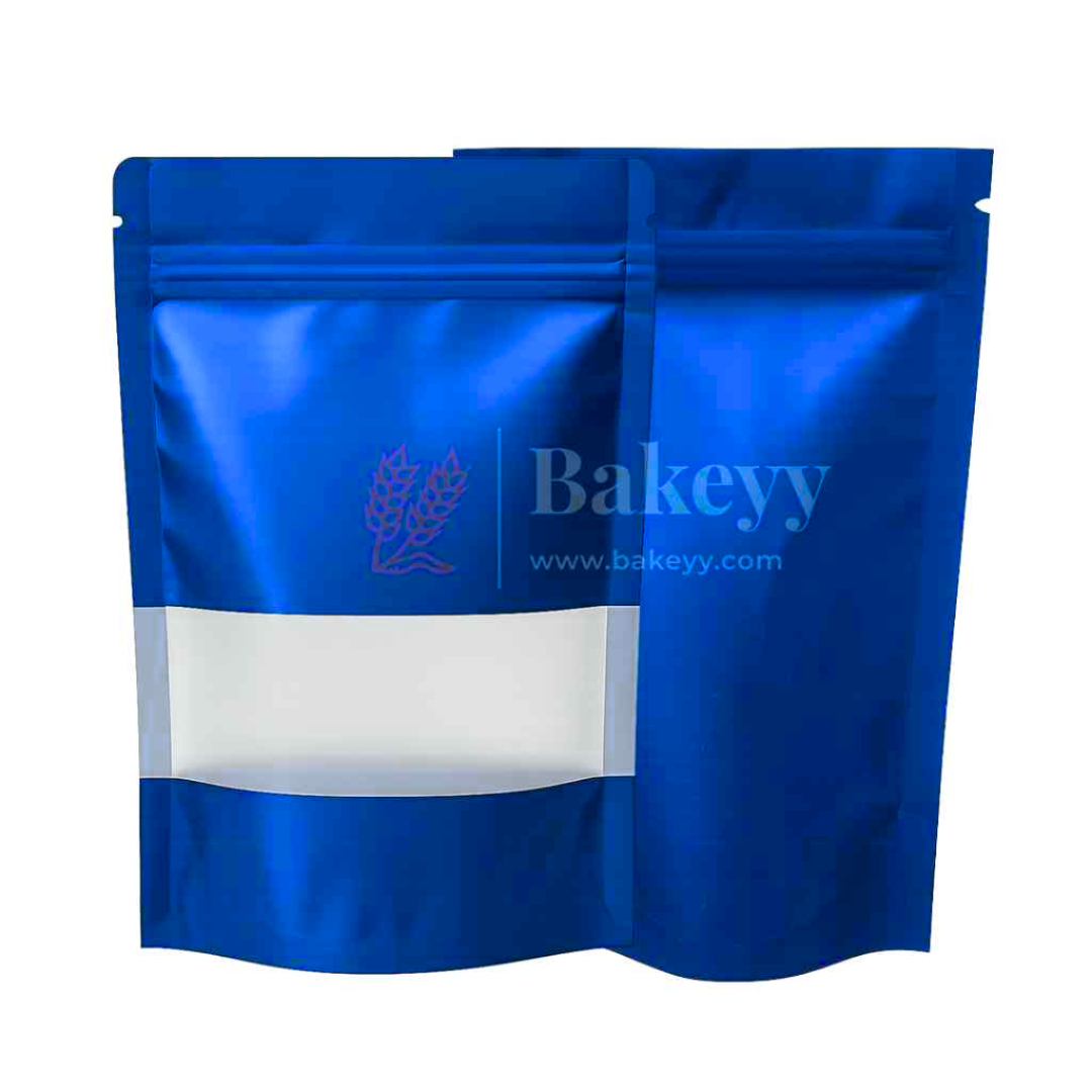 1 kg | Zip Lock Pouch | Royal Blue Colour With Window | 17x26 CM | Standing Pouch | 110 GSM | Pack of 100