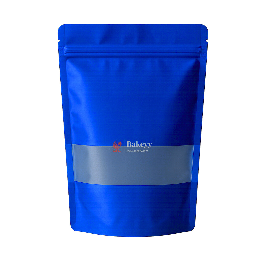 1 kg | Zip Lock Pouch | Royal Blue Colour With Window | 17x26 CM | Standing Pouch | 110 GSM | Pack of 100