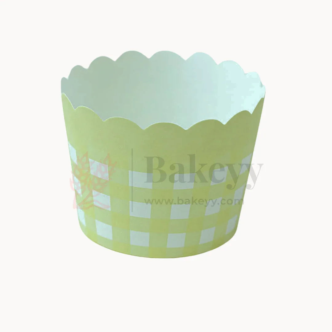 5cm | Check & White Striped Scallop-Edge Baking Cups – Premium Paper Muffin Cup Liners | Pack Of 50