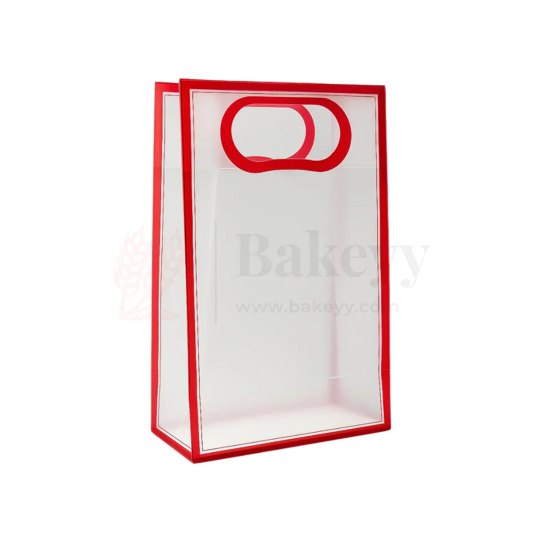 15x8x24cm | Transparent Gift Bag - Maroon | Die‑Cut Handle, Waterproof & Stylish Packaging | Pack Of 12 - Bakeyy.com - India - 15x8x24cm | Transparent Gift Bag - Maroon | Die‑Cut Handle, Waterproof & Stylish Packaging | Pack Of 12 - Default Title