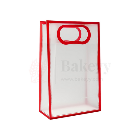 15x8x24cm | Transparent Gift Bag - Maroon | Die‑Cut Handle, Waterproof & Stylish Packaging | Pack Of 12 - Bakeyy.com - India - 15x8x24cm | Transparent Gift Bag - Maroon | Die‑Cut Handle, Waterproof & Stylish Packaging | Pack Of 12 - Default Title