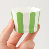 6cm | Green & White Stripes Muffin Cup | Pack of 50
