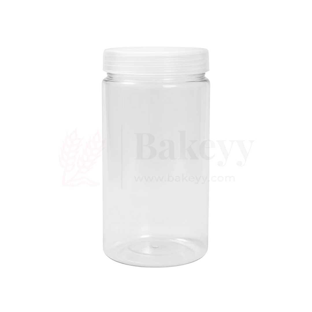 83mm | 800ml Round PET Jar | Transparent Storage Jar with Clear Transparent Cap | Pack of 10