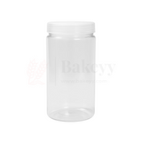 83mm | 800ml Round PET Jar | Transparent Storage Jar with Clear Transparent Cap | Pack of 10