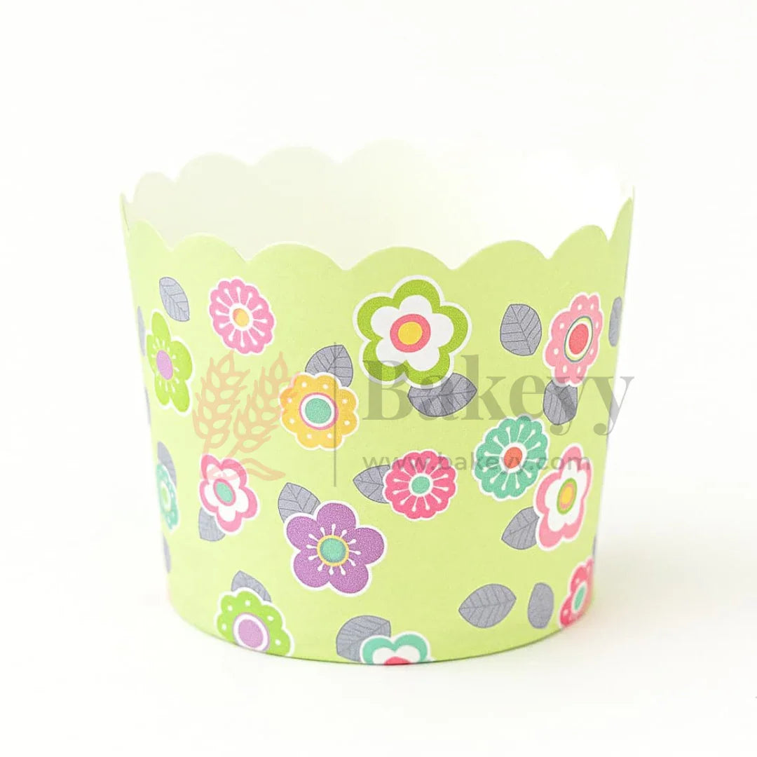 6cm | Floral Light Green Muffin Cup | Pack Of 50