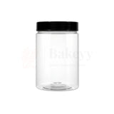 83mm | 350ml Round PET Jar | Transparent Storage Jar with Black Cap | Pack of 10