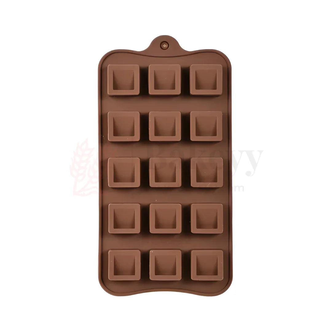 15-Cavity | Square Silicone Chocolate Mould | Non-Stick Baking & Candy Making Tray | 1 Piece