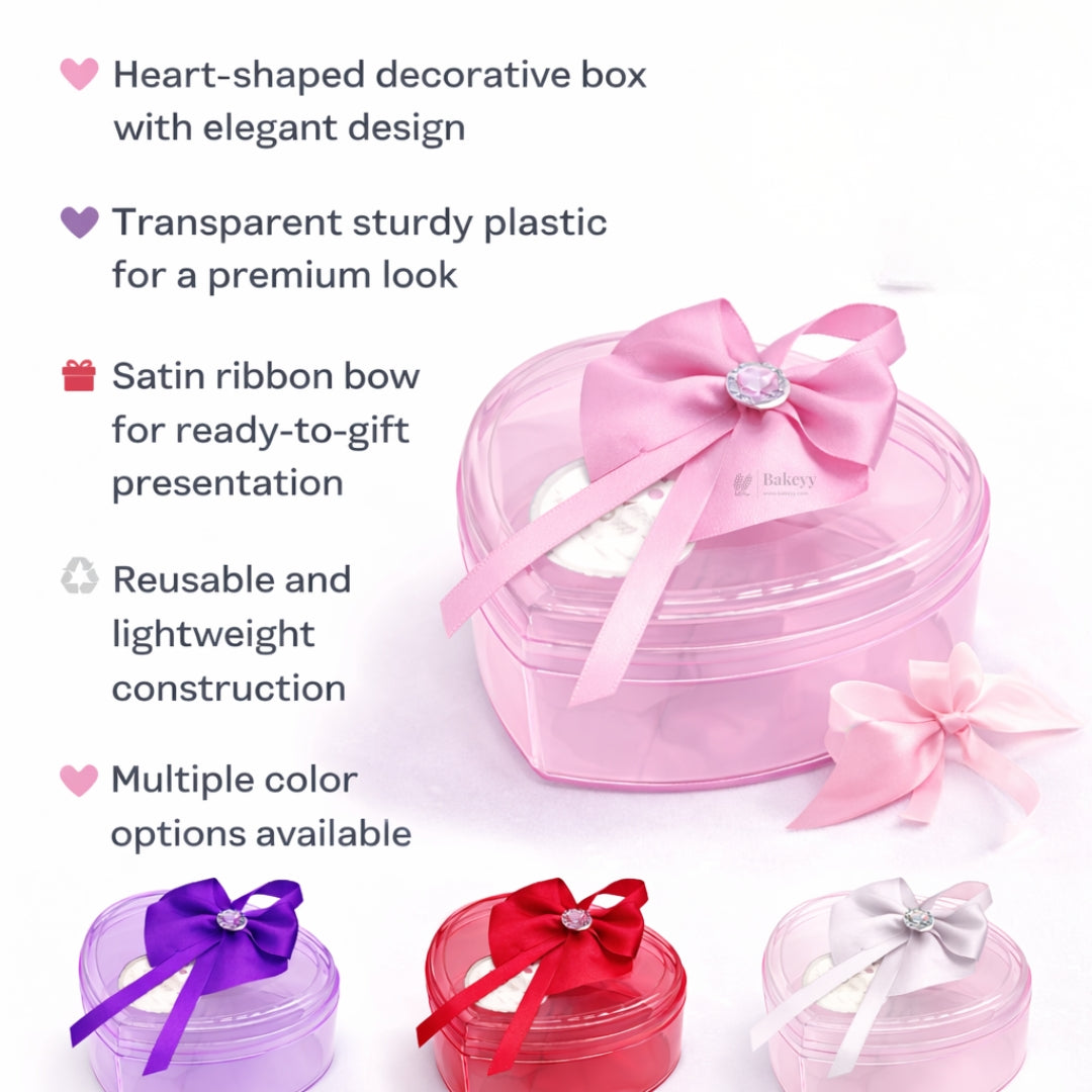 Heart Shaped Decorative Acrylic Box | Empty Gift Box | Chocolate Box | Sweet Box | Jewellery Box | Plastic Box | Pack of 12