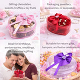 Heart Shaped Decorative Acrylic Box | Empty Gift Box | Chocolate Box | Sweet Box | Jewellery Box | Plastic Box | Pack of 12