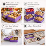 Purple Rectangle Empty Decorative Tin Box | Gift Box | Chocolate Box | Jewellery Box | Pack of 4