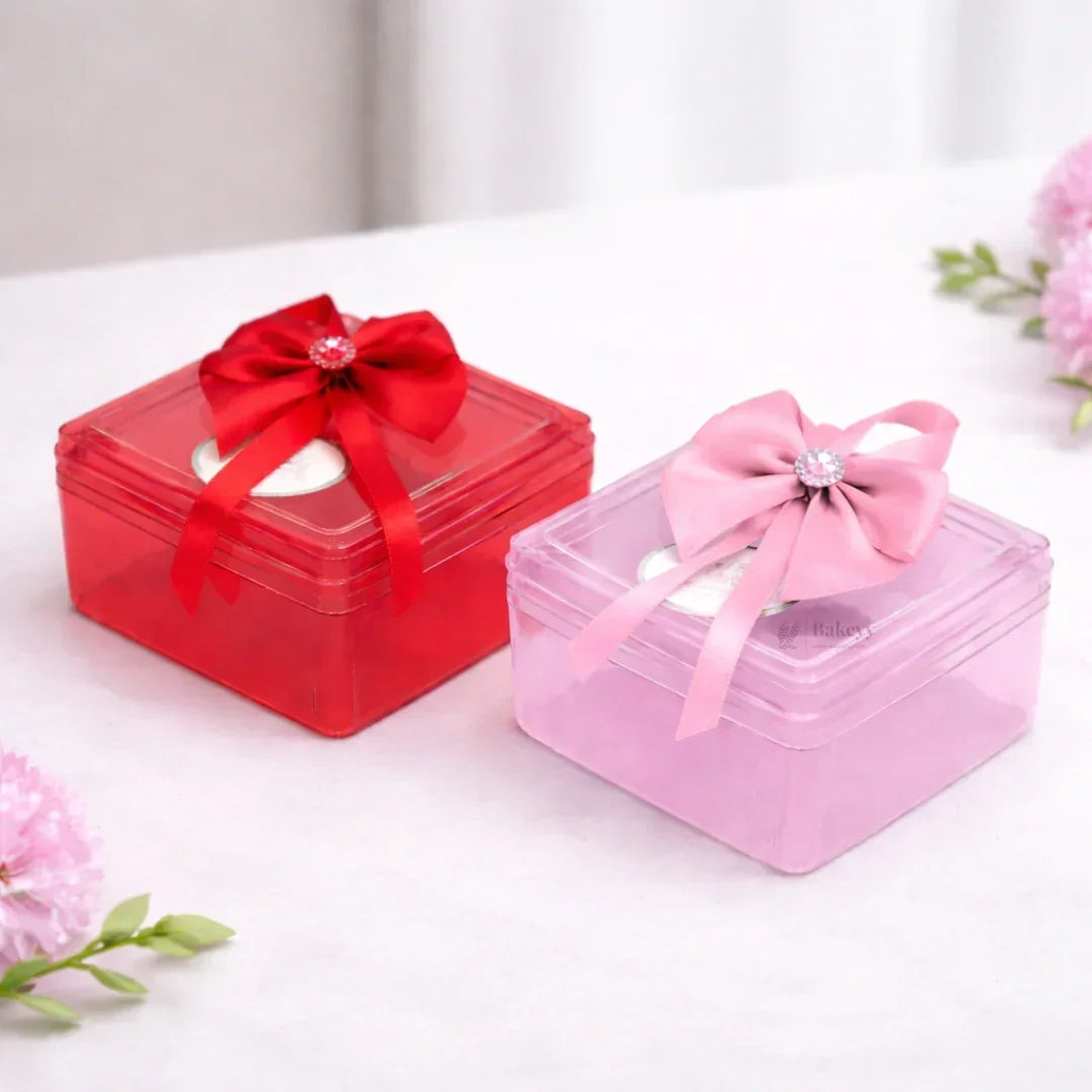 Square Decorative Acrylic Box | Empty Gift Box | Chocolate Box | Sweet Box | Jewellery Box | Plastic Box | Pack of 12 - Bakeyy.com - India - Square Decorative Acrylic Box | Empty Gift Box | Chocolate Box | Sweet Box | Jewellery Box | Plastic Box | Pack of 12 - Red 480.00