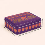 Premium Floral Printed Tin Box | Purple Floral Printed | Gift Box for Chocolates, Dry Fruits, Sweets| Pack Of 1
