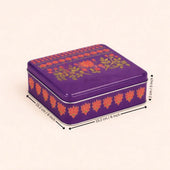 Premium Floral Printed Tin Box | Purple Floral Printed | Gift Box for Chocolates, Dry Fruits, Sweets| Pack Of 1 - Bakeyy.com - India - Premium Floral Printed Tin Box | Purple Floral Printed | Gift Box for Chocolates, Dry Fruits, Sweets| Pack Of 1 - 6x6x2 Inch 125.00