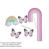 Rainbow & Butterfly Cake Topper Set | Paper Topper | Arch Theme Decoration for Cakes | Multiple Colours Available | Pack of 1