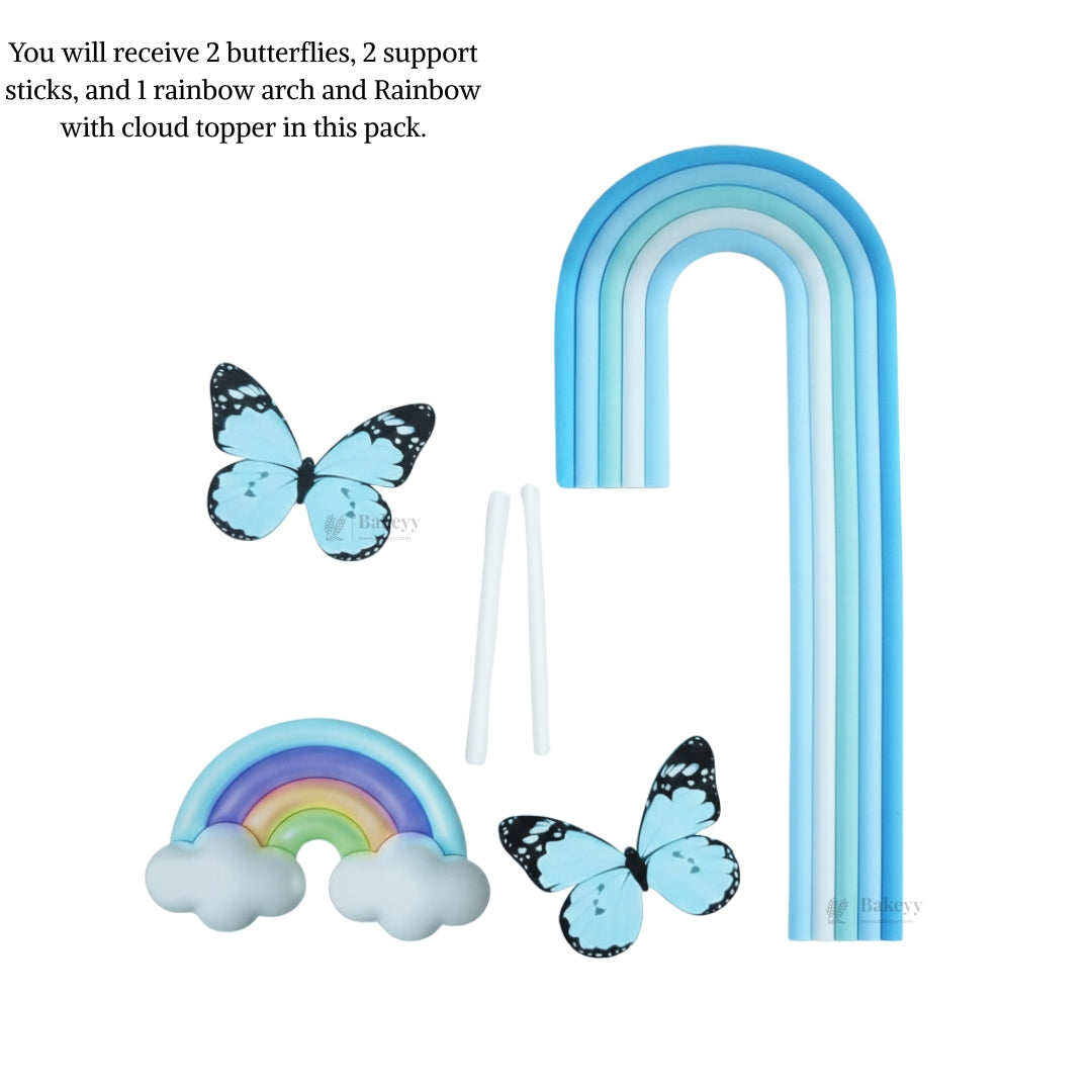 Rainbow & Butterfly Cake Topper Set | Paper Topper | Arch Theme Decoration for Cakes | Multiple Colours Available | Pack of 1
