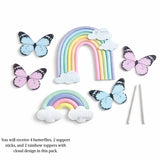 Rainbow Arch & Butterfly Cake Topper Set | Paper Topper | Cloud Rainbow & Butterfly Decorations for Cakes | Multiple Designs Available | Pack of 1