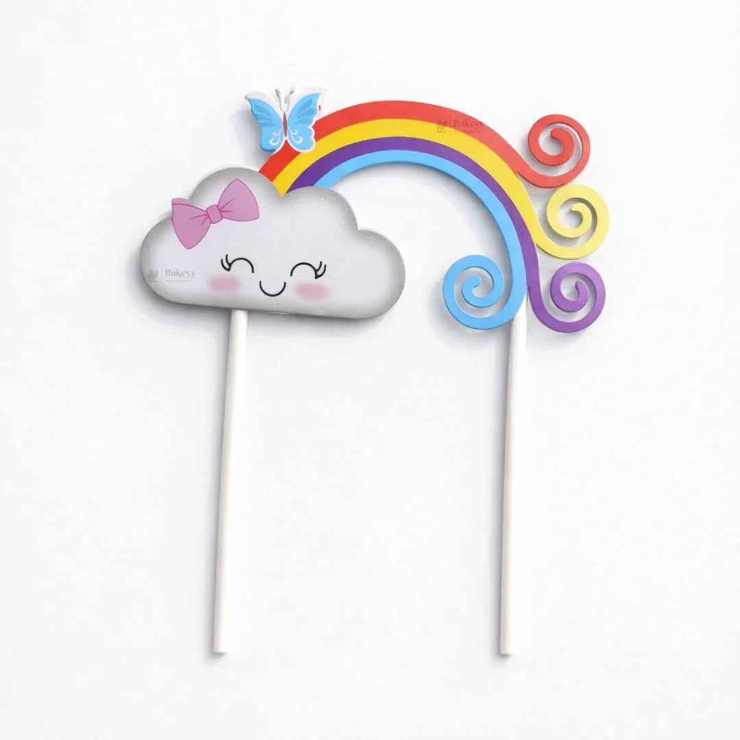 Rainbow Paper Cake Topper | Cute Cloud & Rainbow Designs for Cakes, Cupcakes & Dessert Tables | Pack of 5