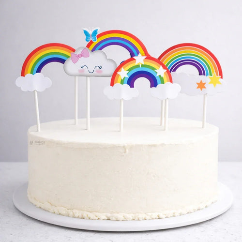 Rainbow Paper Cake Topper | Cute Cloud & Rainbow Designs for Cakes, Cupcakes & Dessert Tables | Pack of 5