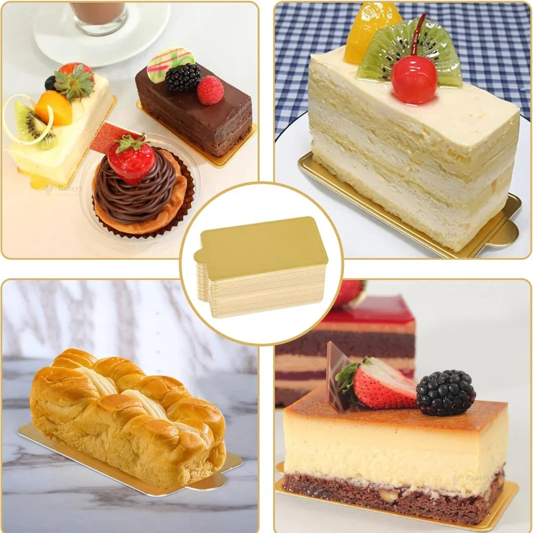 Rectangle Pastry Base | Gold Finish Dessert Display Base | Pack of 50
