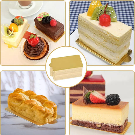 Rectangle Pastry Base | Gold Finish Dessert Display Base | Pack of 50