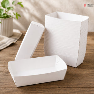 Rectangle White Food Tray | Snack & Dessert Serving Tray | 2 Capacities Available | Pack of 50