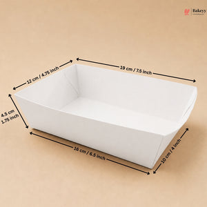 Rectangle White Food Tray | Snack & Dessert Serving Tray | 2 Capacities Available | Pack of 50