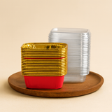 Rectangle Bake N Serve with Gold Foiling | Pack of 50