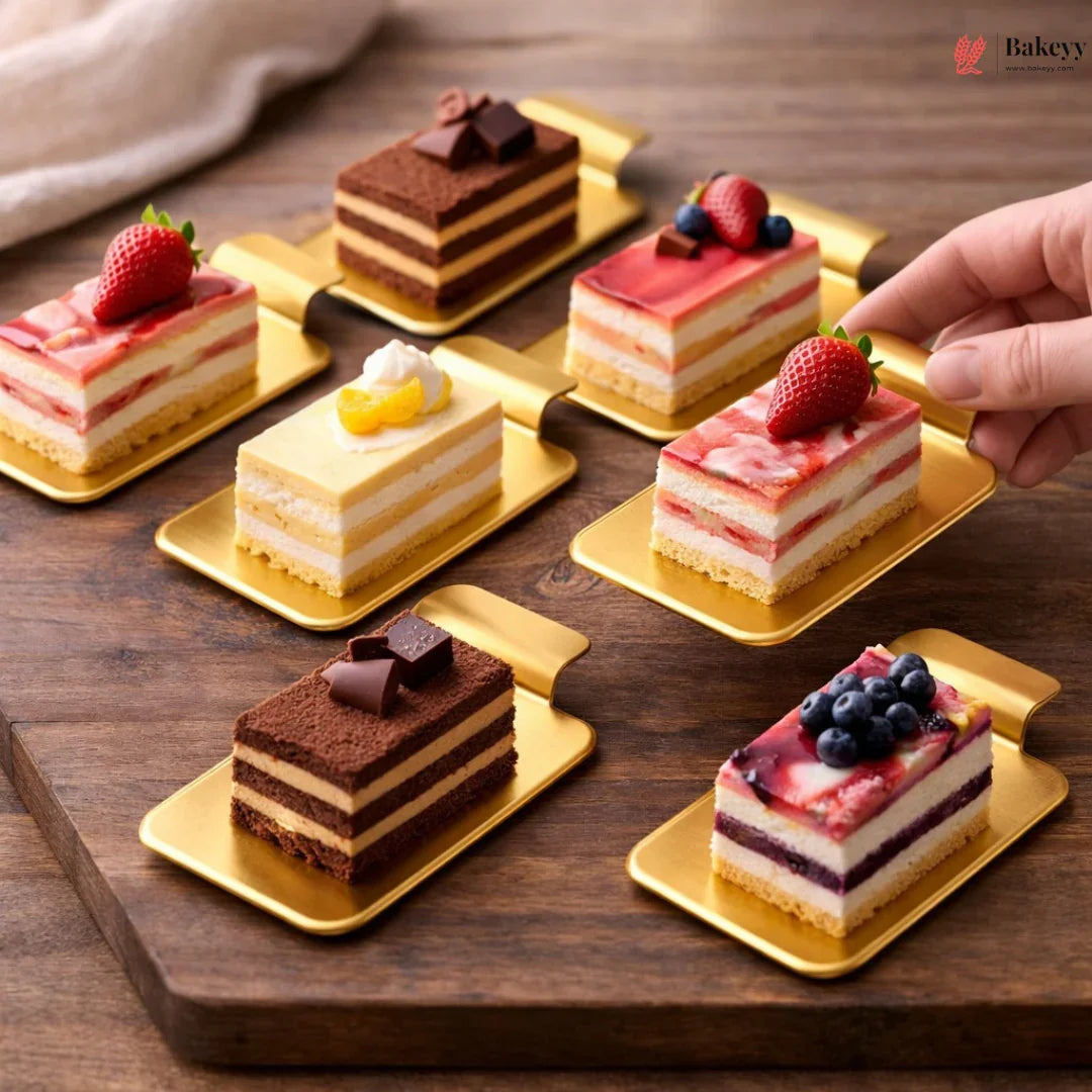 Rectangle_Pastry_Base_Gold_Finish_Plastic_Dessert_Display_Base_5 - Bakeyy.com