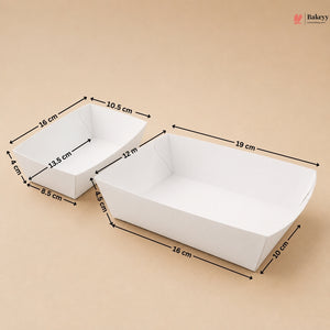 Rectangle White Food Tray | Snack & Dessert Serving Tray | 2 Capacities Available | Pack of 50