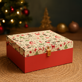 Rectangular Christmas Luxury MDF Cardboard Hamper Box | Red | Gift Box | 1 Piece