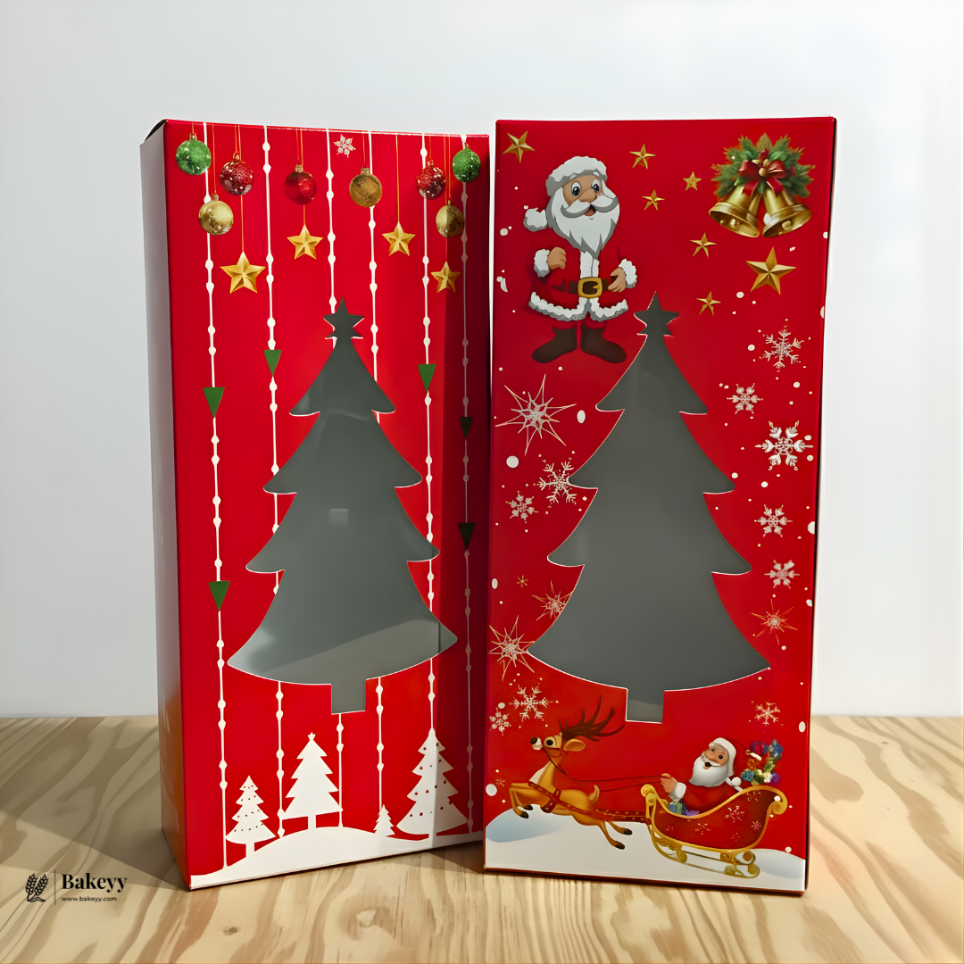 Rectangular Christmas Plum Cake Gift Box | Tree Cut-Out Window Design | Pack of 10