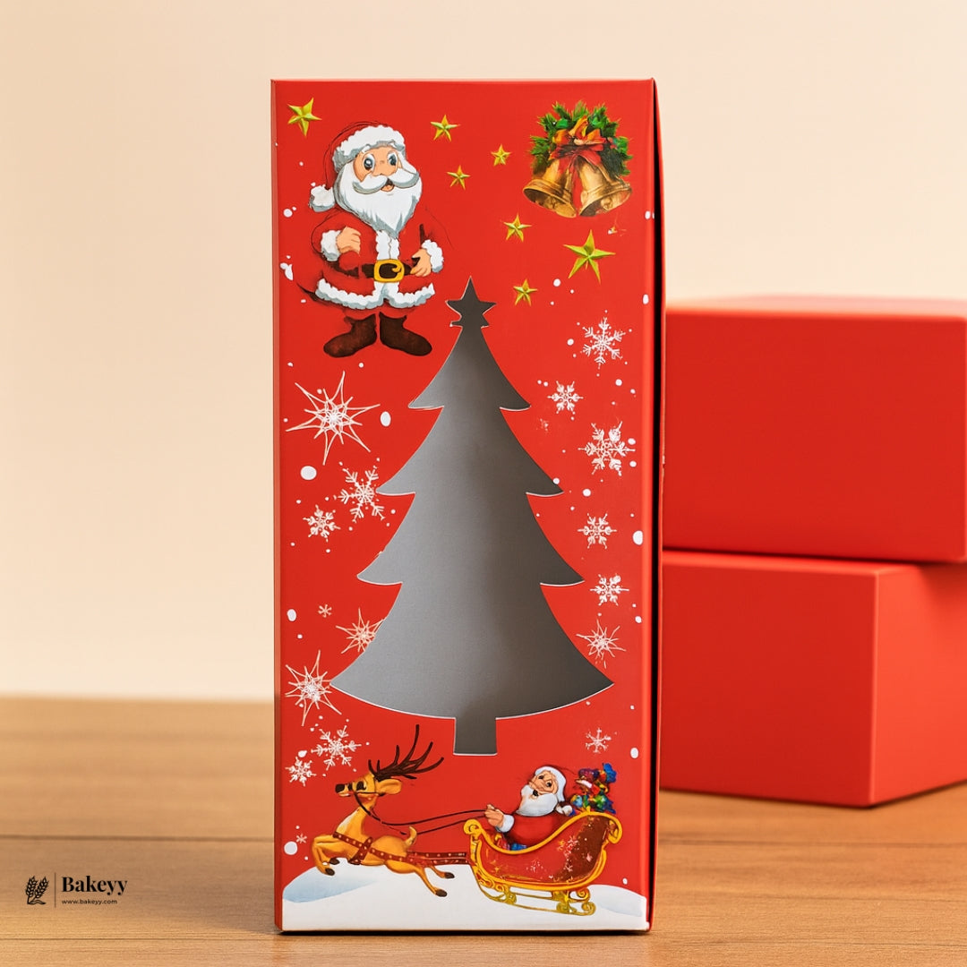 Rectangular Christmas Plum Cake Gift Box | Tree Cut-Out Window Design | Pack of 10