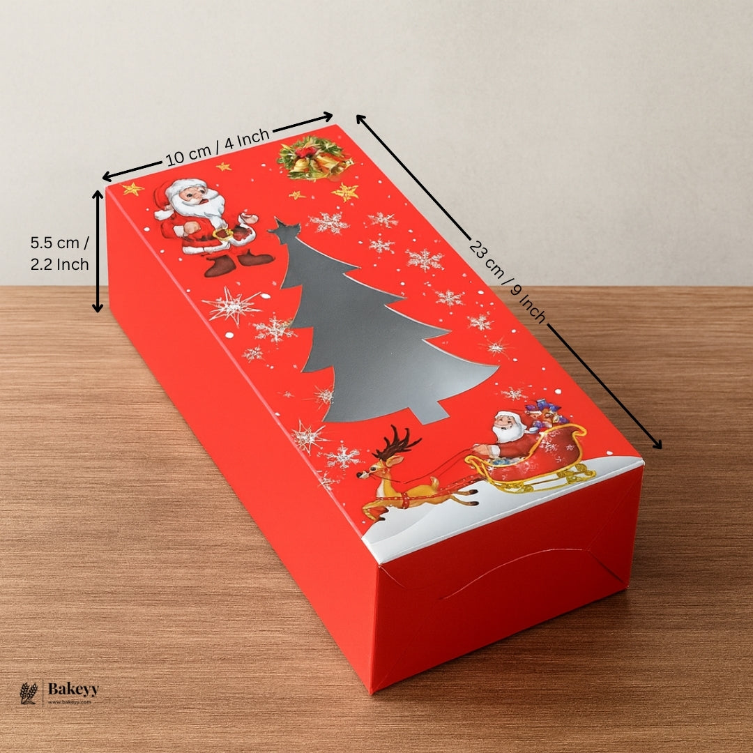 Rectangular Christmas Plum Cake Gift Box | Tree Cut-Out Window Design | Pack of 10