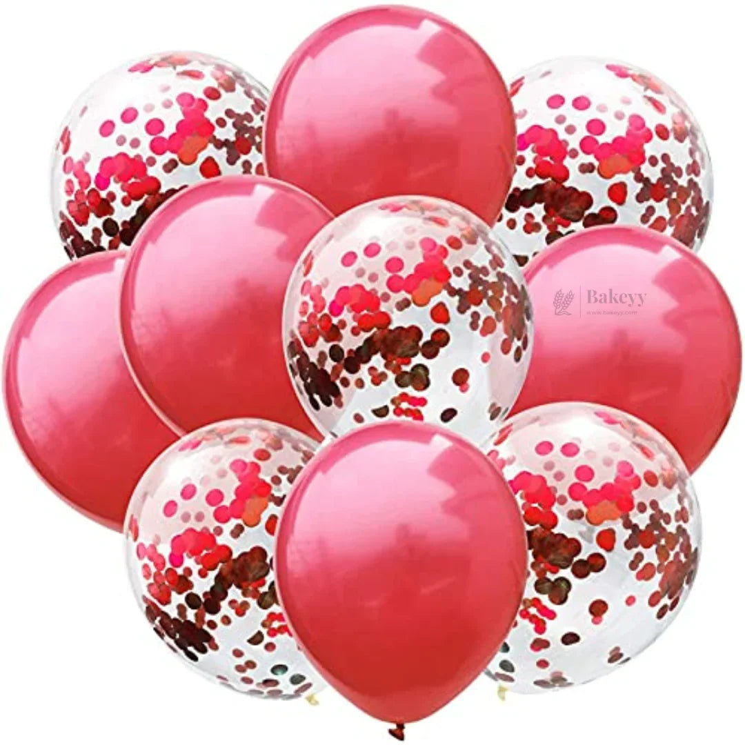 Red Balloon Set – Latex & Confetti Combo  Party Decoration Combo  10 pc Set  1 Piece