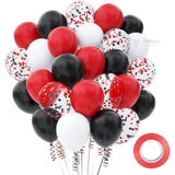 Red Black White Balloon Decoration Set | Latex Balloons + Confetti Balloons | Party Decor Combo Kit | 25 pc Set | 1 Piece
