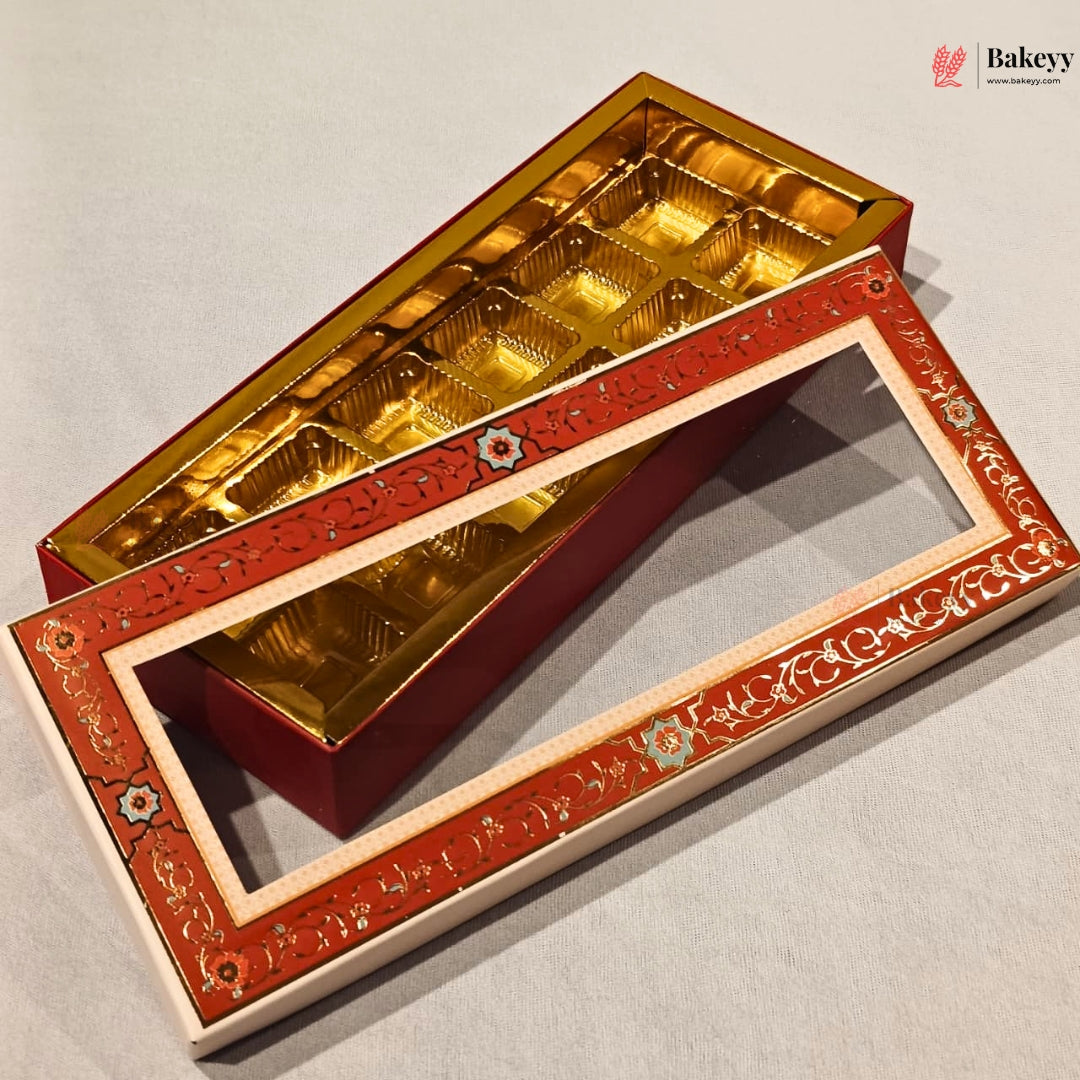 Red Floral Border Window Sweet & Chocolate Gift Box | With & Without Cavity | Multiple Capacities