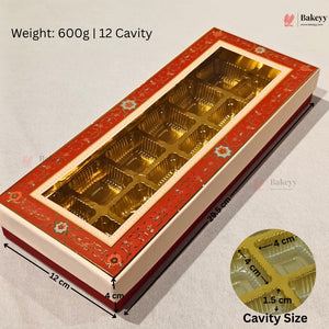 Red Floral Border Window Sweet & Chocolate Gift Box | With & Without Cavity | Multiple Capacities