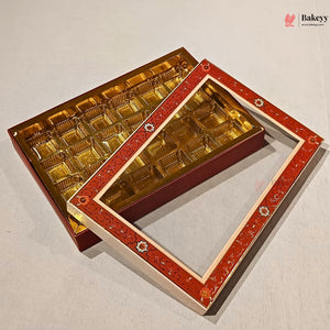 Red Floral Border Window Sweet & Chocolate Gift Box | With & Without Cavity | Multiple Capacities